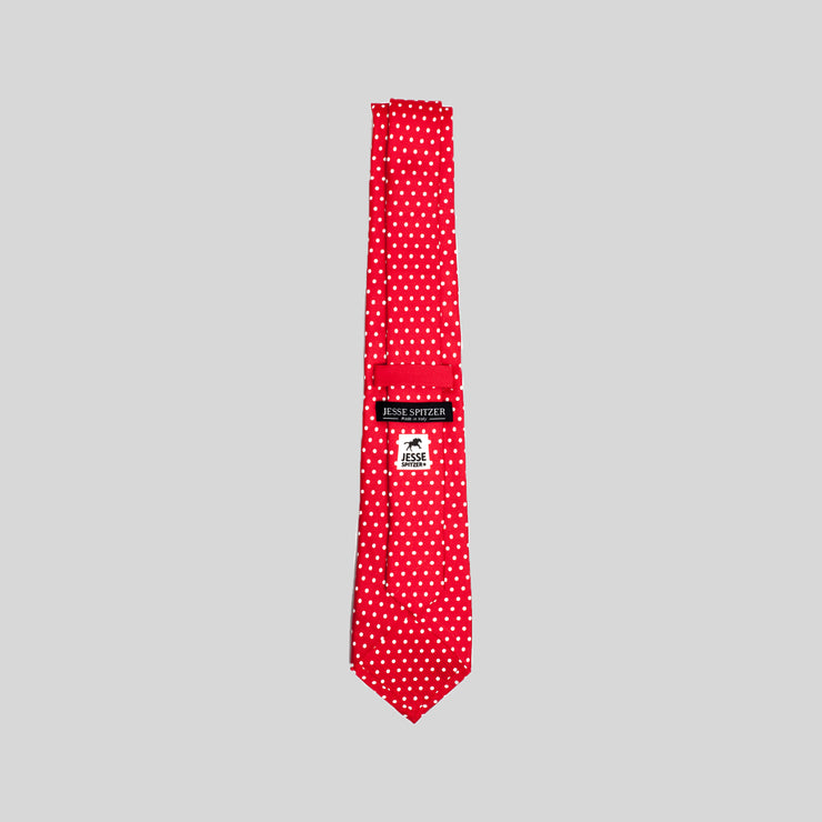 Jesse Spitzer Red Polka-Dot Silk Tie Made in Italy 