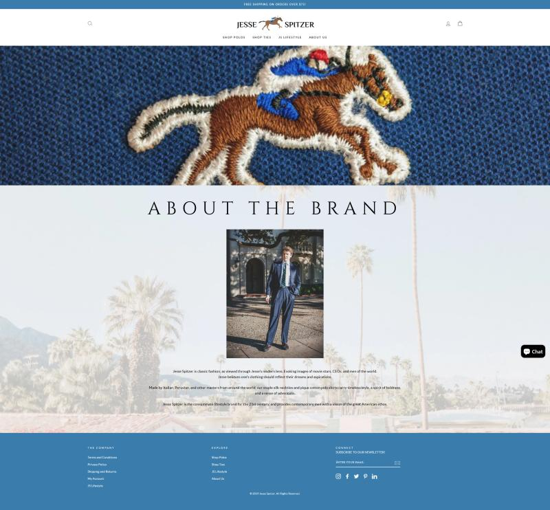 Jesse Spitzer Clothing About the Brand webpage